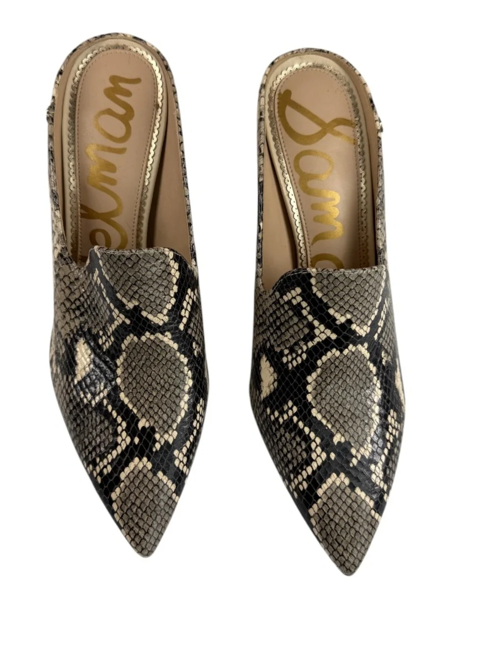 Sam Edelman Harlee Snakeskin Print Mule Heels Pointed Toe Pumps Size 10 NWOT